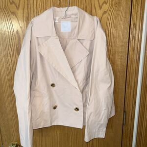 Womens L Lauren Conrad short trench coat Dale Peach lined jacket